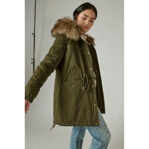 LUCKY BRAND Fur Hooded Anorak Parka Green Olives Women's Size Medium